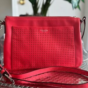 Coach Legacy Coral Pink Crossbody Bag with Perforated Design-NWOT